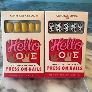 Hello Love Yellow & Bright Leopard Press-On Nails Duo